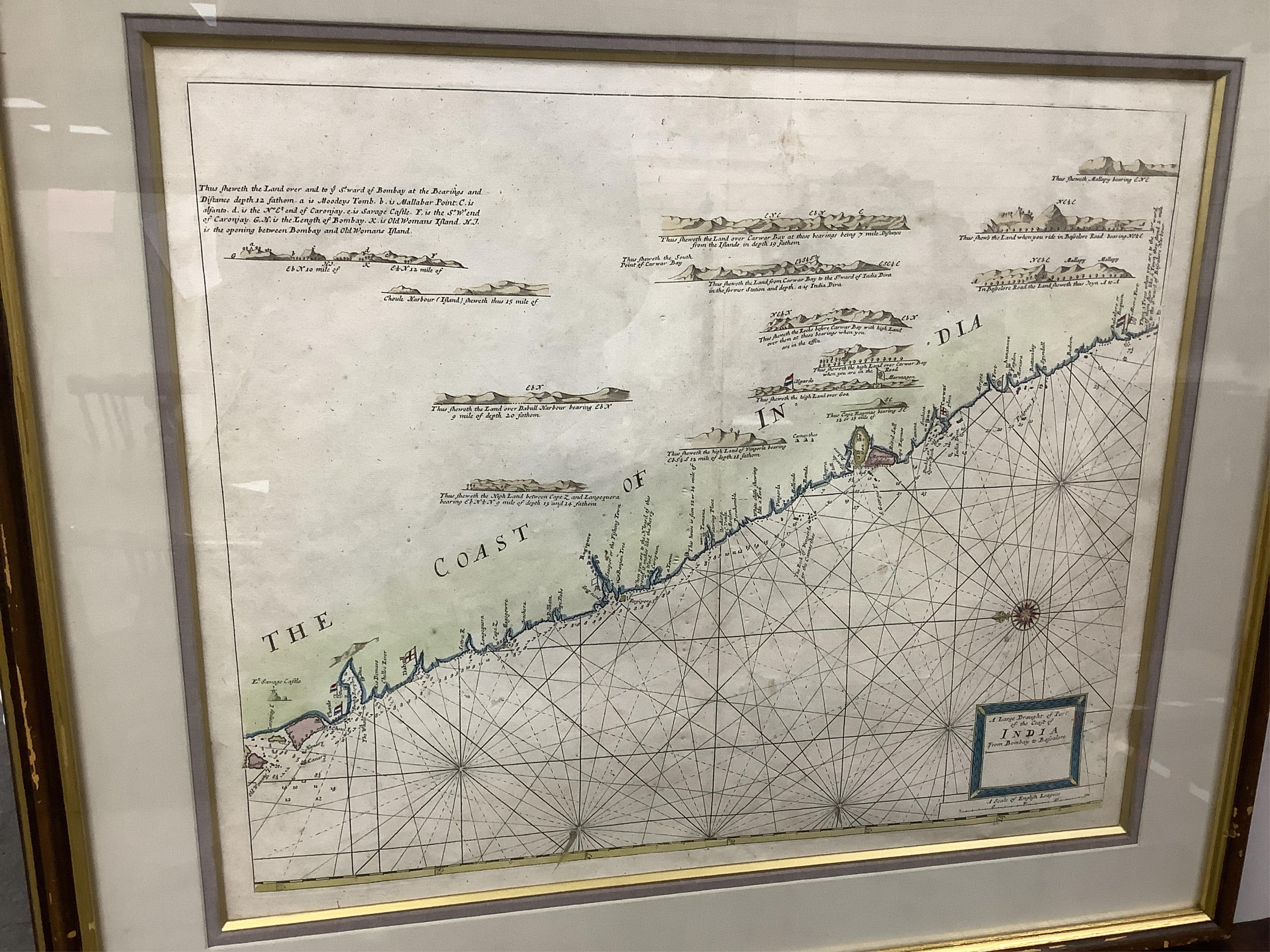 Samuel Thornton (18th. C), set of six coloured maps to include: ‘India’, ‘Coremandell’ and the ‘Coast of Mallabar’, 46 x 55cm. Condition - fair